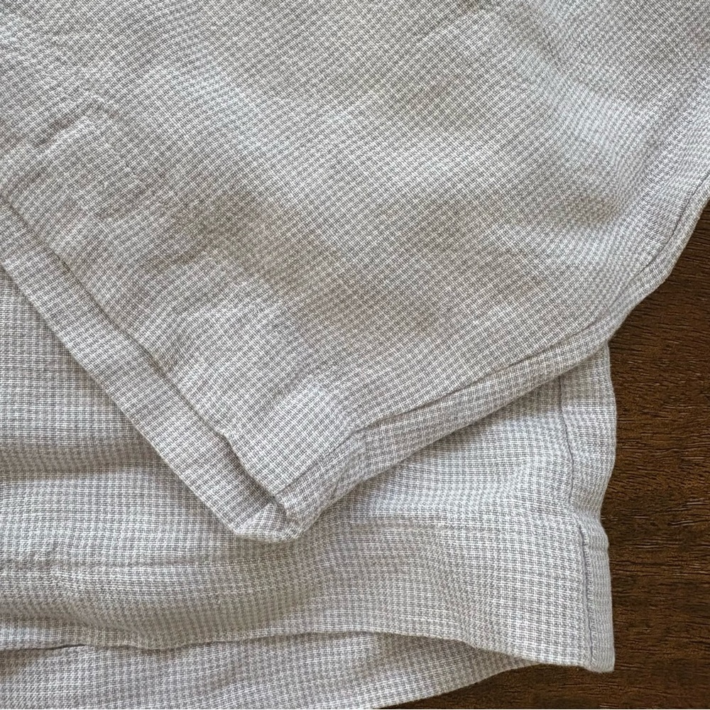 VTG Eileen Fisher Jacket Women L Linen Blend Tan Check Lightweight Boxy Coat - Picture 5 of 11